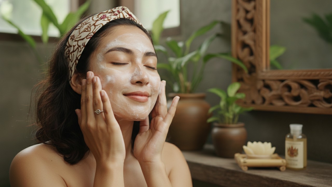 Membersihkan wajah setelah aktivitas seharian.