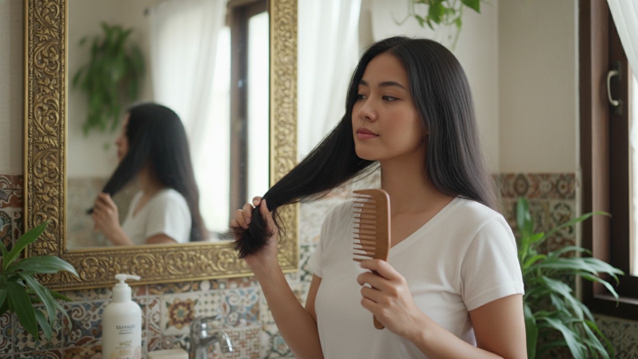 Sisir dibersihkan untuk menjaga rambut tetap segar.