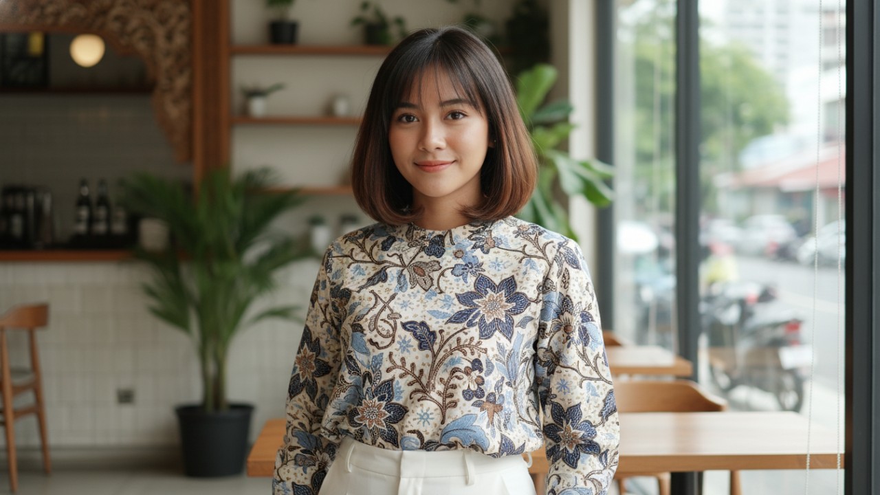 Blunt Bob dengan potongan lurus tegas memberi kesan minimalis.