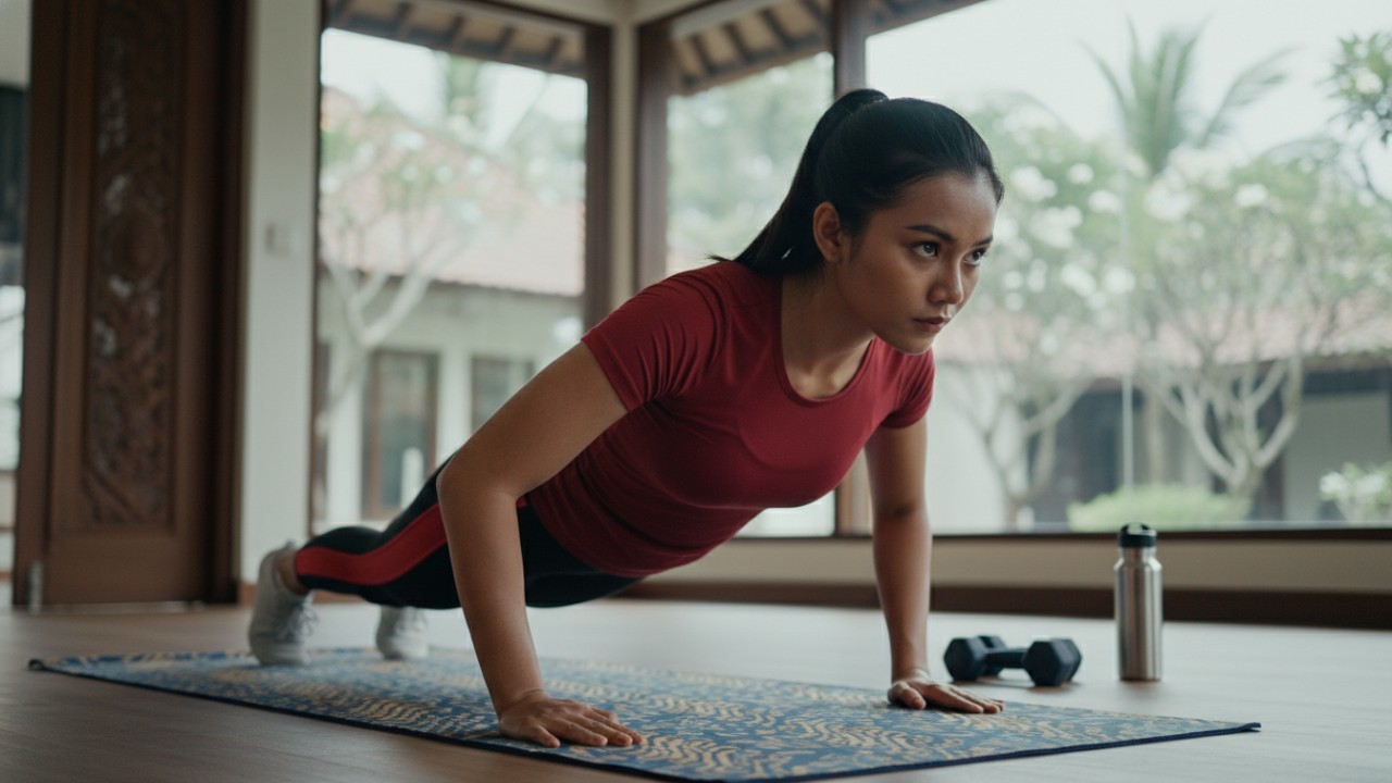 push up sebagai latihan kekuatan tubuh bagian atas.