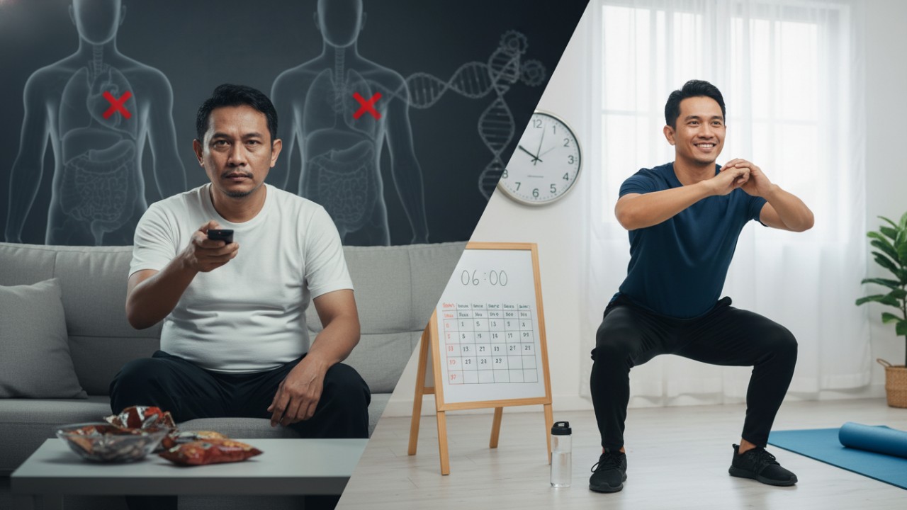 risiko kesehatan akibat kurang bergerak dan Strategi workout terencana dalam rutinitas harian