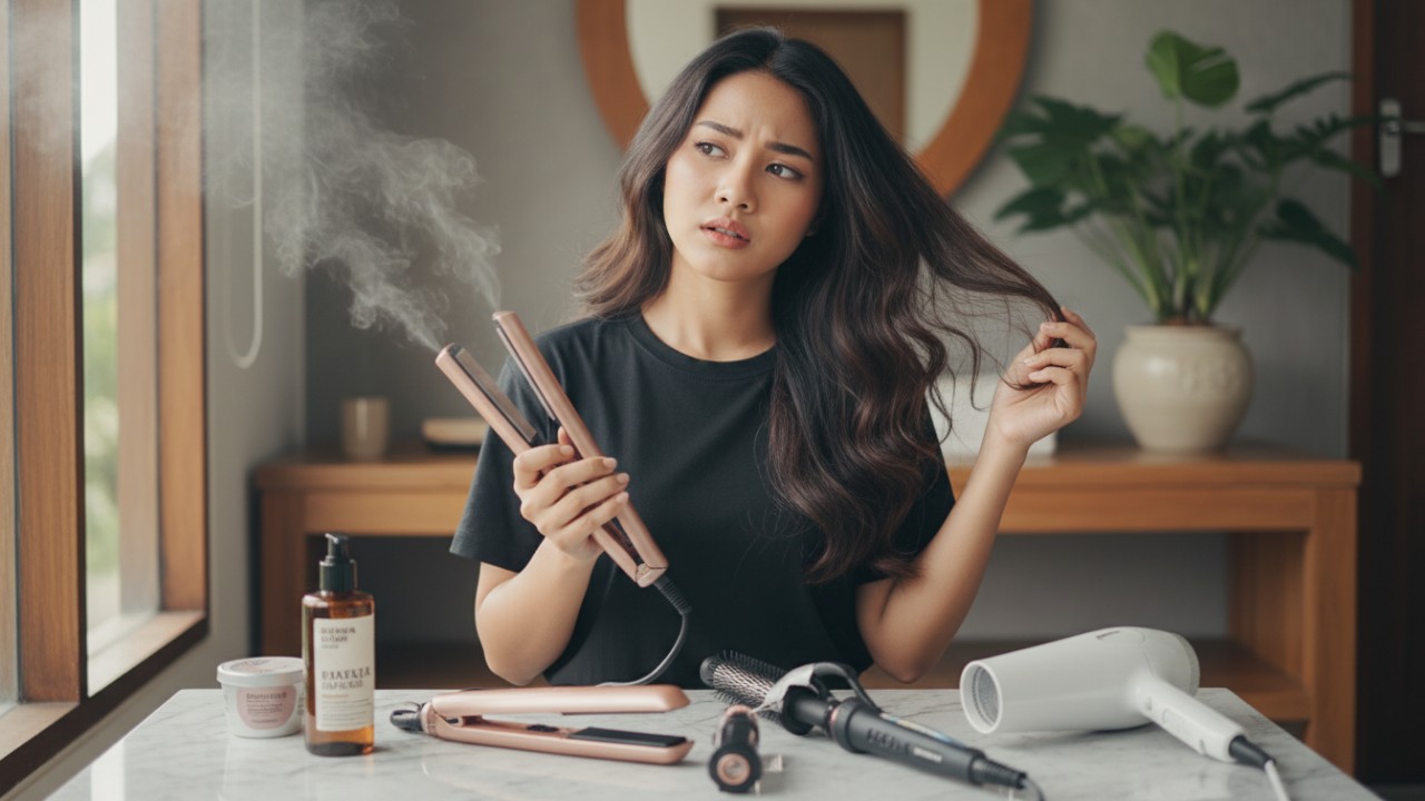 Perlindungan rambut dari panas alat styling.
