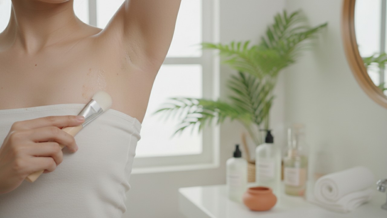 Eksfoliasi lembut pada area ketiak dengan scrub alami.