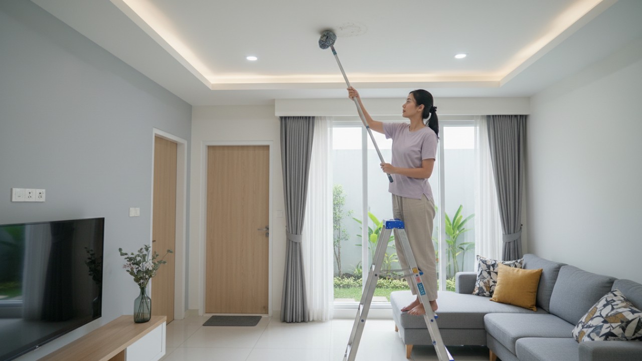 Aktivitas membersihkan pelapon rumah