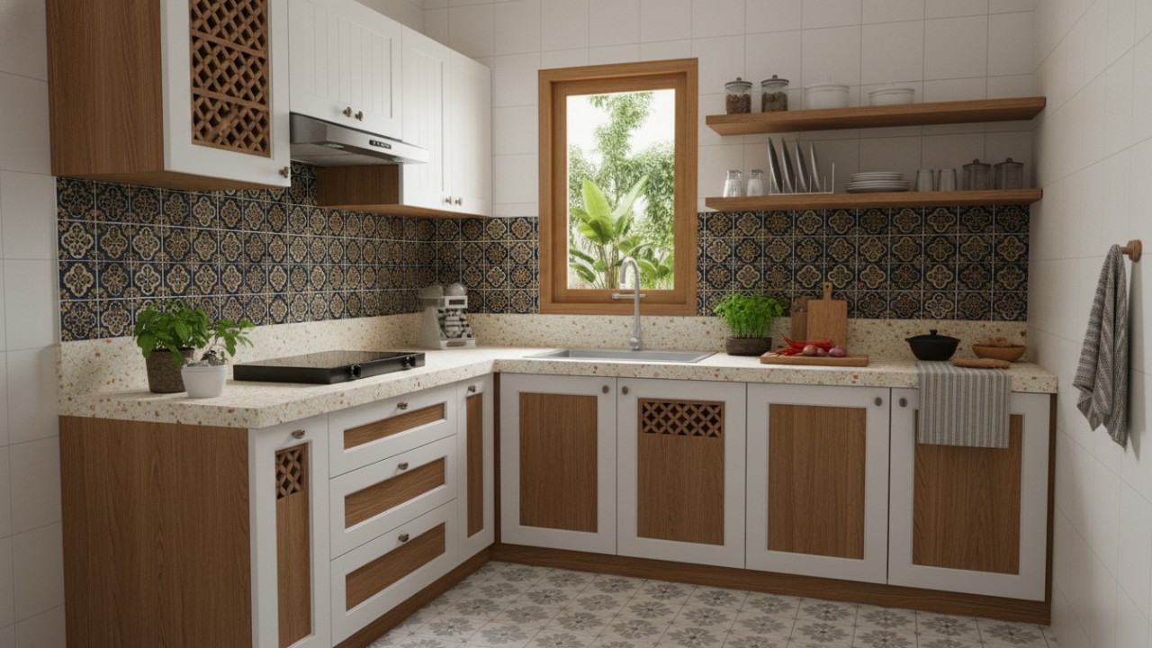 Tampilan kitchen set minimalis dapur kecil dengan desain modern dan rapi.