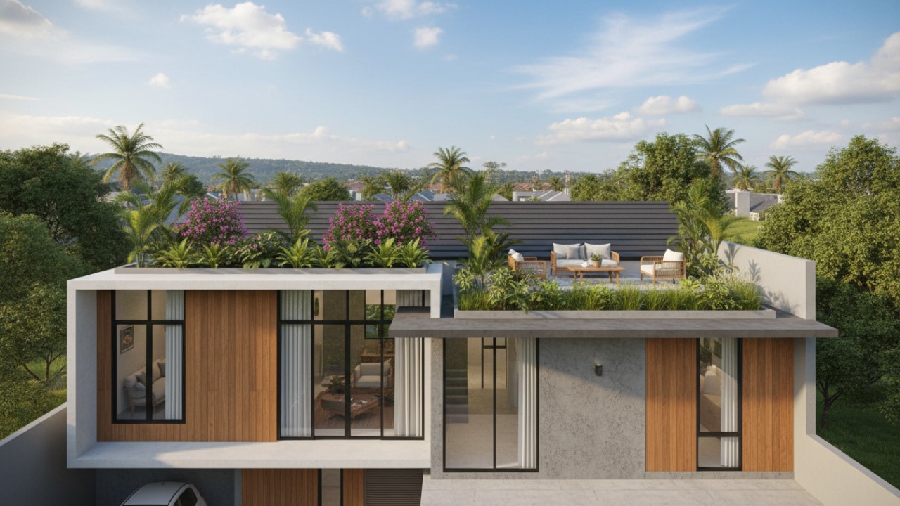 Atap datar adalah pilihan paling populer buat rumah minimalis.