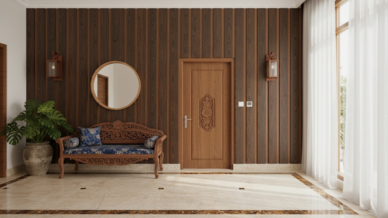 WPC Wall Panel menciptakan kesan menyambut sejak langkah pertama.