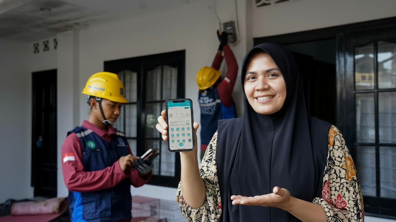 Tampilan aplikasi PLN Mobile dengan menu Penyambungan Sementara sebagai solusi tambah listrik sementara.