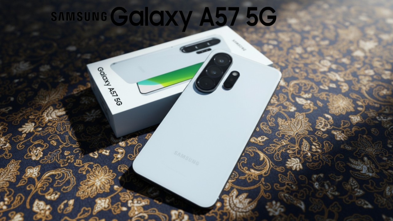 Tampilan Samsung Galaxy A57 5G dengan desain ramping dan kesan premium.