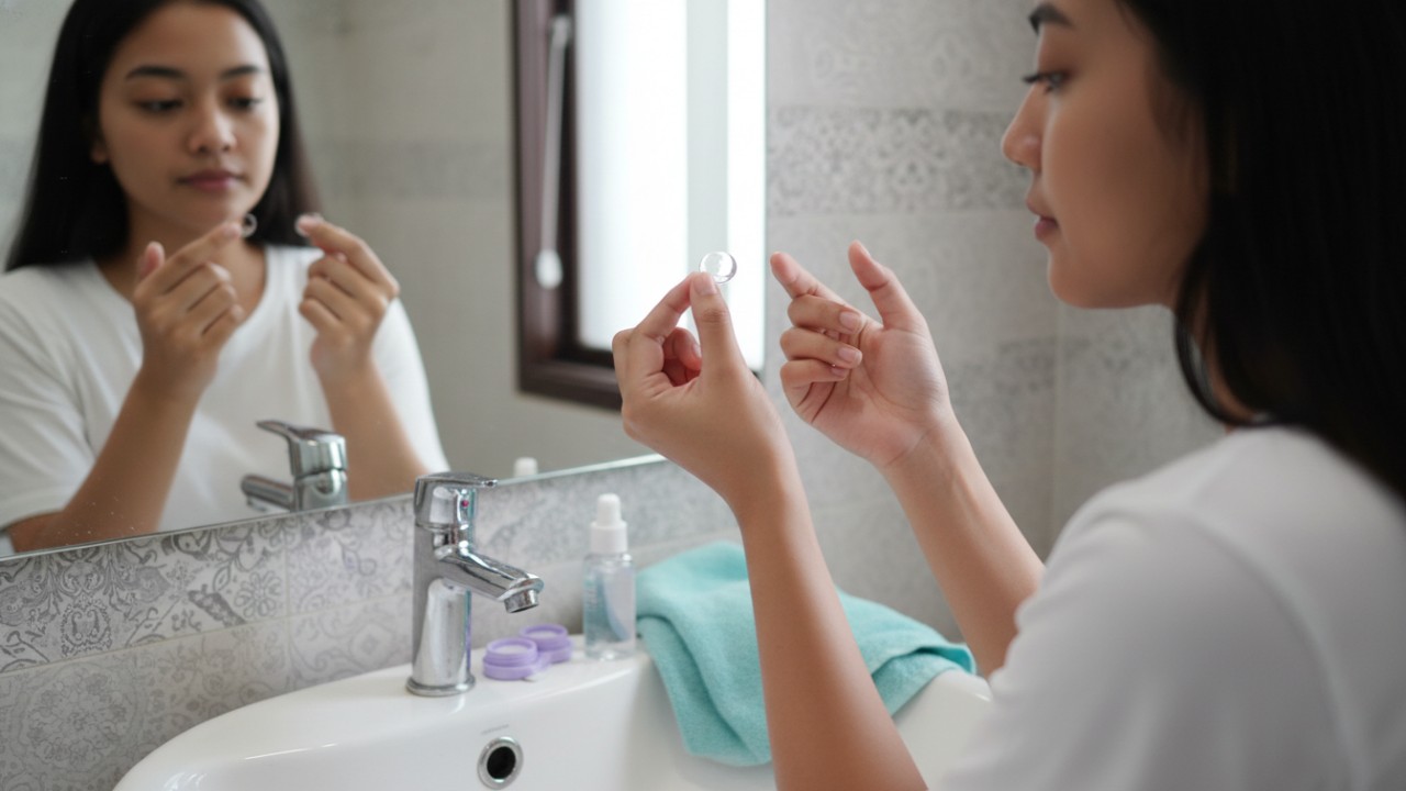 Tangan bersih sebelum memegang softlens untuk menjaga kesehatan mata