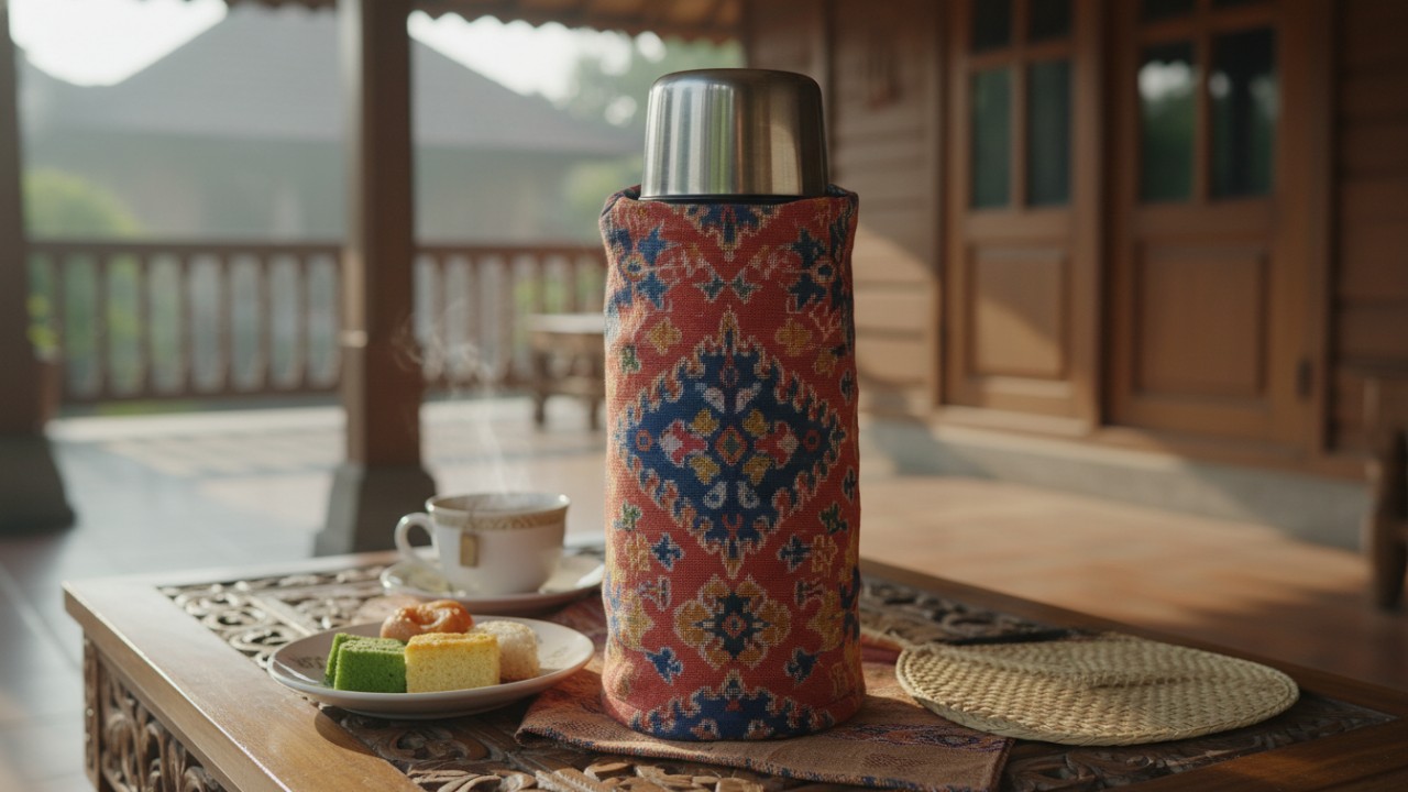 Sarung termos sebagai lapisan tambahan penahan panas.