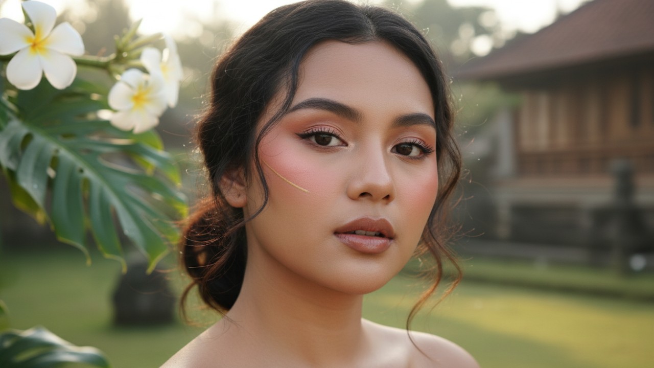 Penempatan blush on pada wajah bulat untuk efek lebih terangkat.