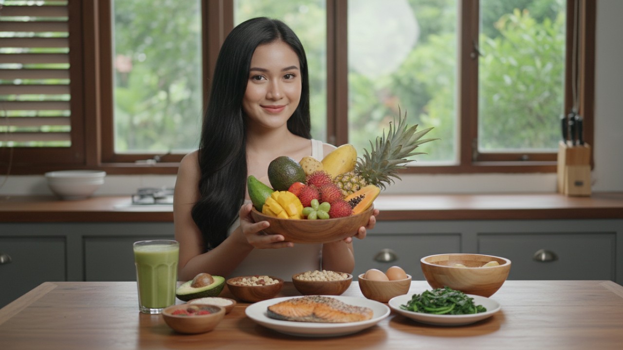 Konsumsi makanan bernutrisi sebagai dukungan pertumbuhan rambut.