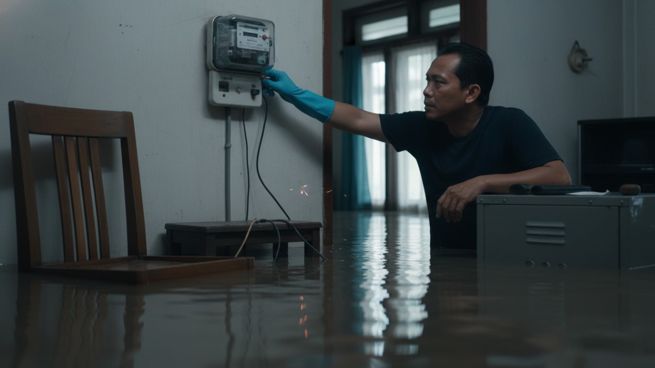 Perangkat elektronik dicabut dari stopkontak.