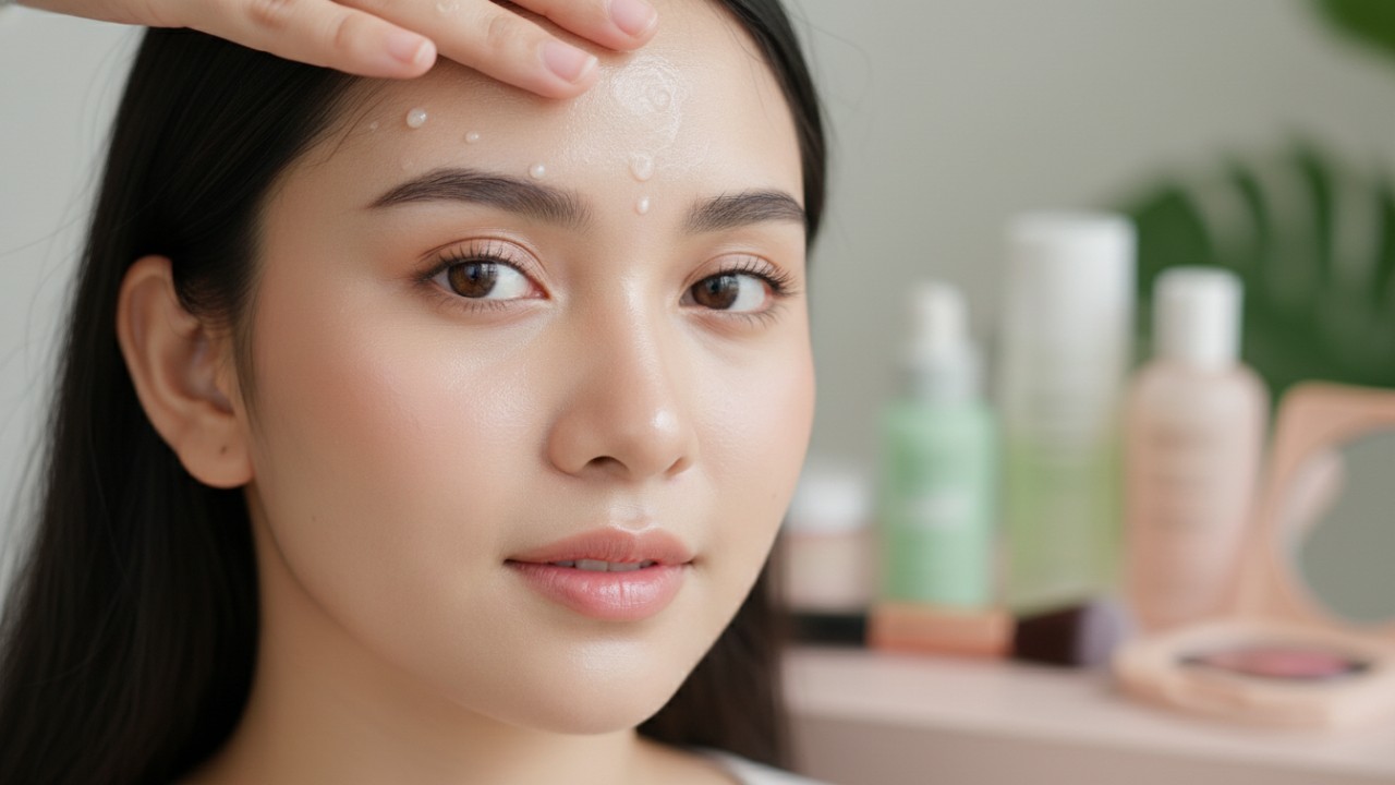 Kulit lembap sebagai dasar makeup dewy.