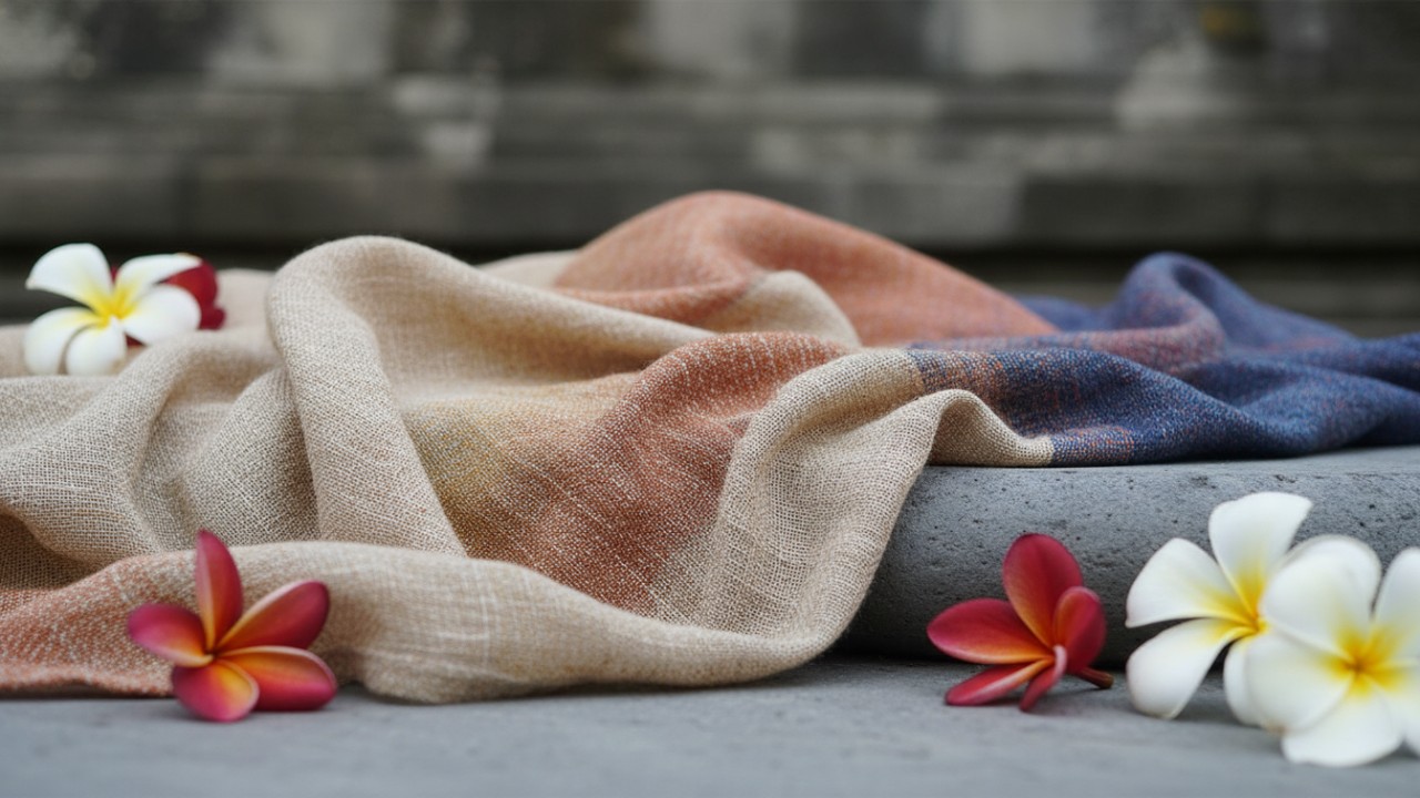Bahan linen dengan serat alami dan sirkulasi udara baik.
