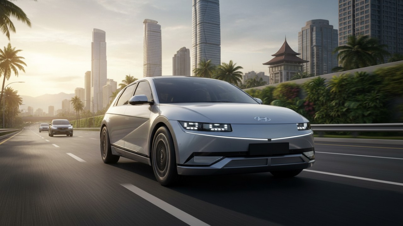 Hyundai IONIQ 5 dengan desain futuristik dan daya jelajah jauh.