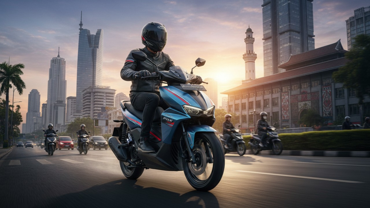 Polytron Fox R dengan desain futuristik di jalan kota