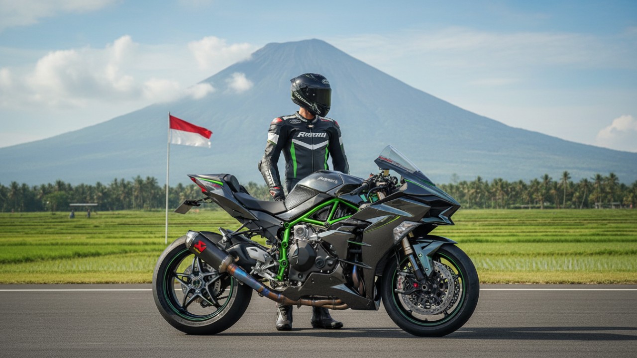 Detail mesin turbin dan fairing karbon.