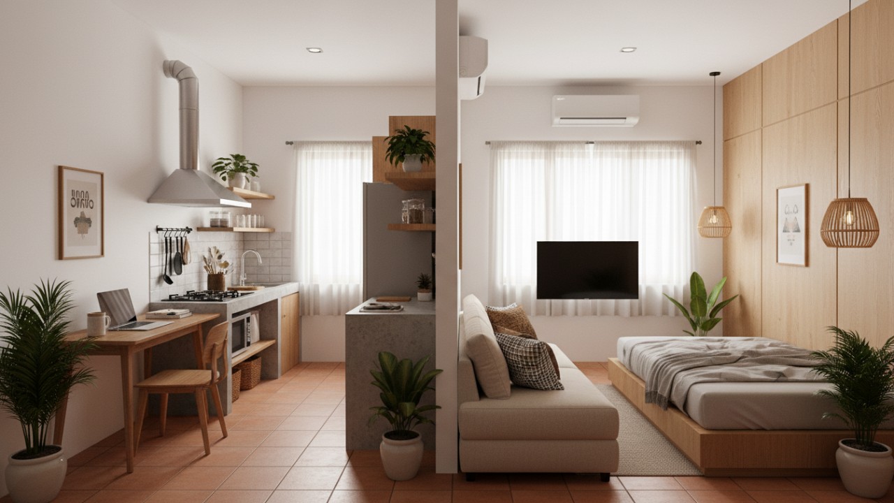Furnitur multifungsi pada hunian kecil modern.