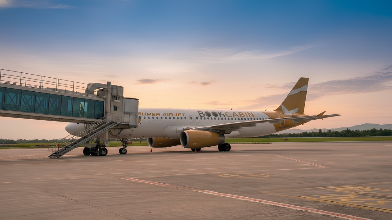 Pesawat tengah melakukan proses boarding penumpang di apron Bandara APT Pranoto Samarinda.