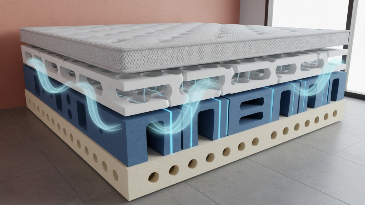 Sistem ventilasi kasur busa yang membantu sirkulasi udara.