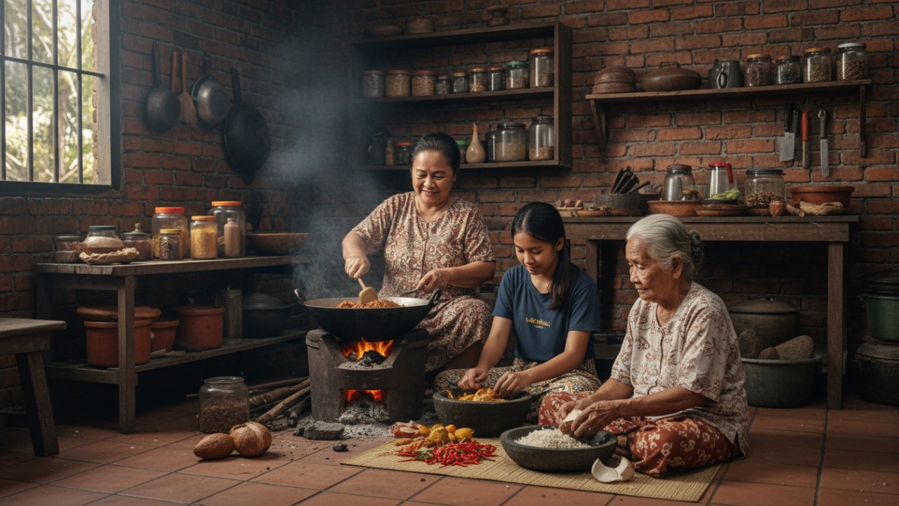 Proses memasak tradisional sebagai warisan keluarga