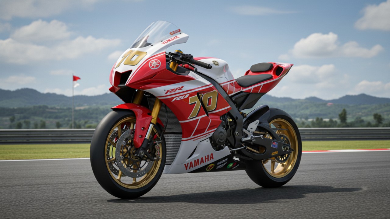 Yamaha R15 dengan livery balap klasik siap dipakai harian.