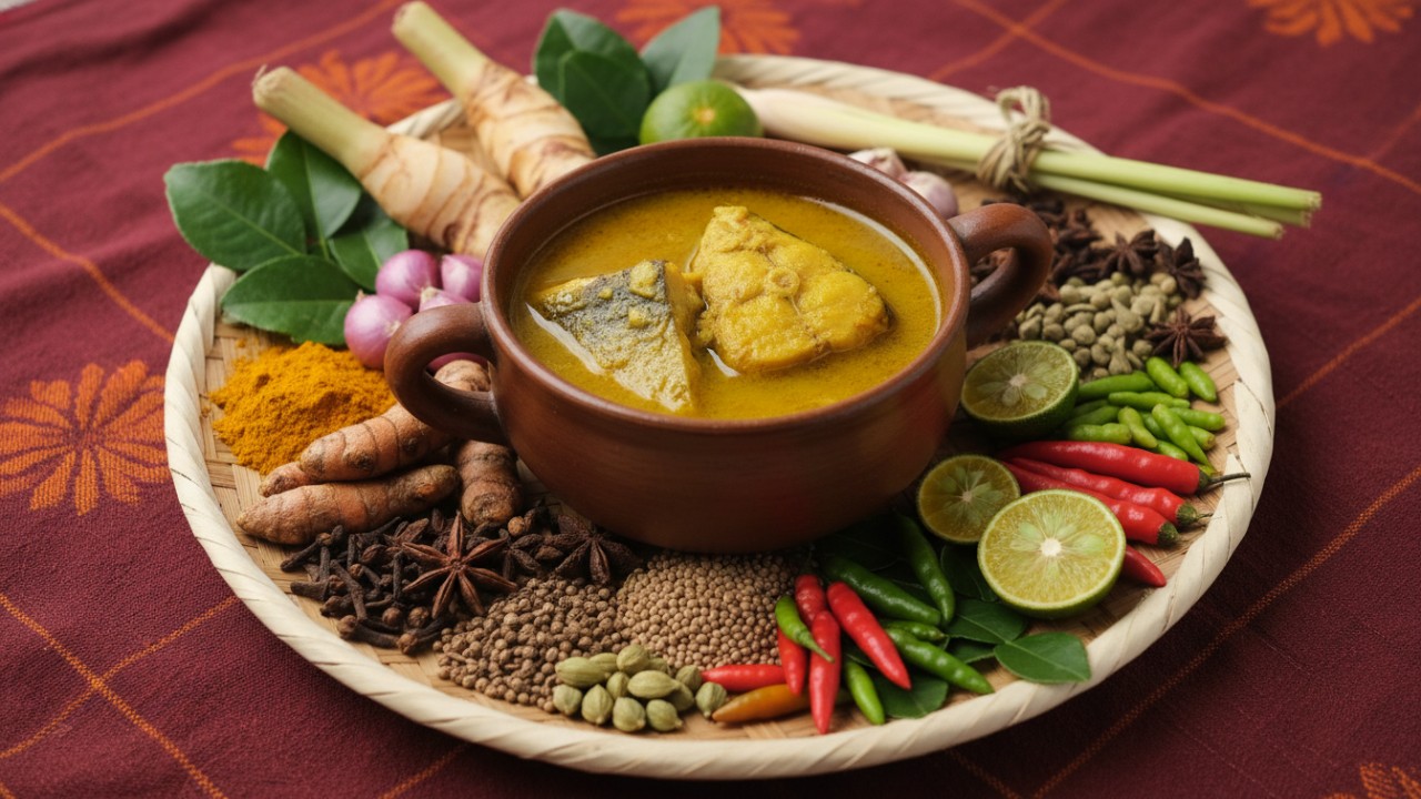 Rempah lokal sebagai penyeimbang rasa masakan Sulawesi.