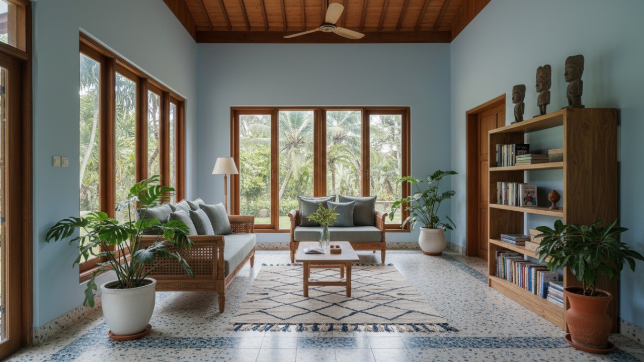 interior rumah dengan warna cat bernuansa sejuk