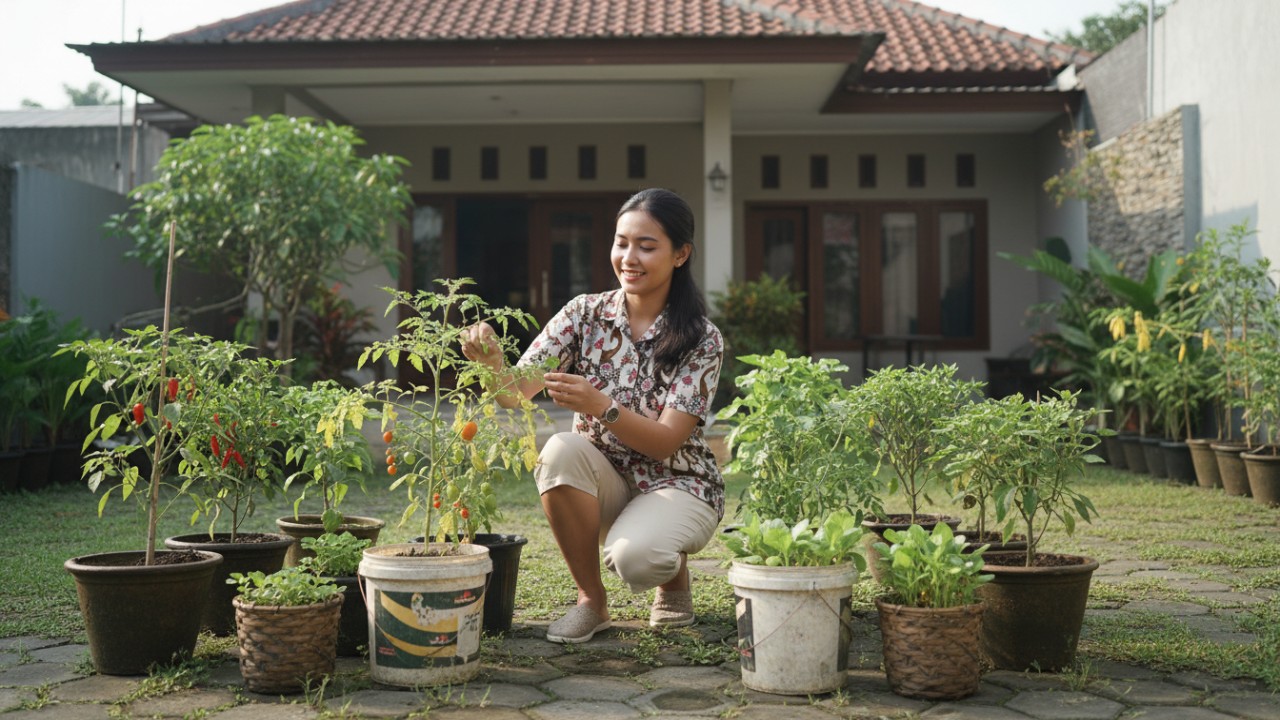 Perwatan sederhana Cabai dan sayuran di pot