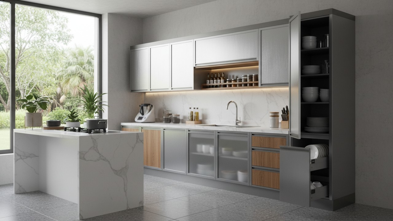 fungsi multifungsi lemari aluminium memaksimalkan ruang dapur