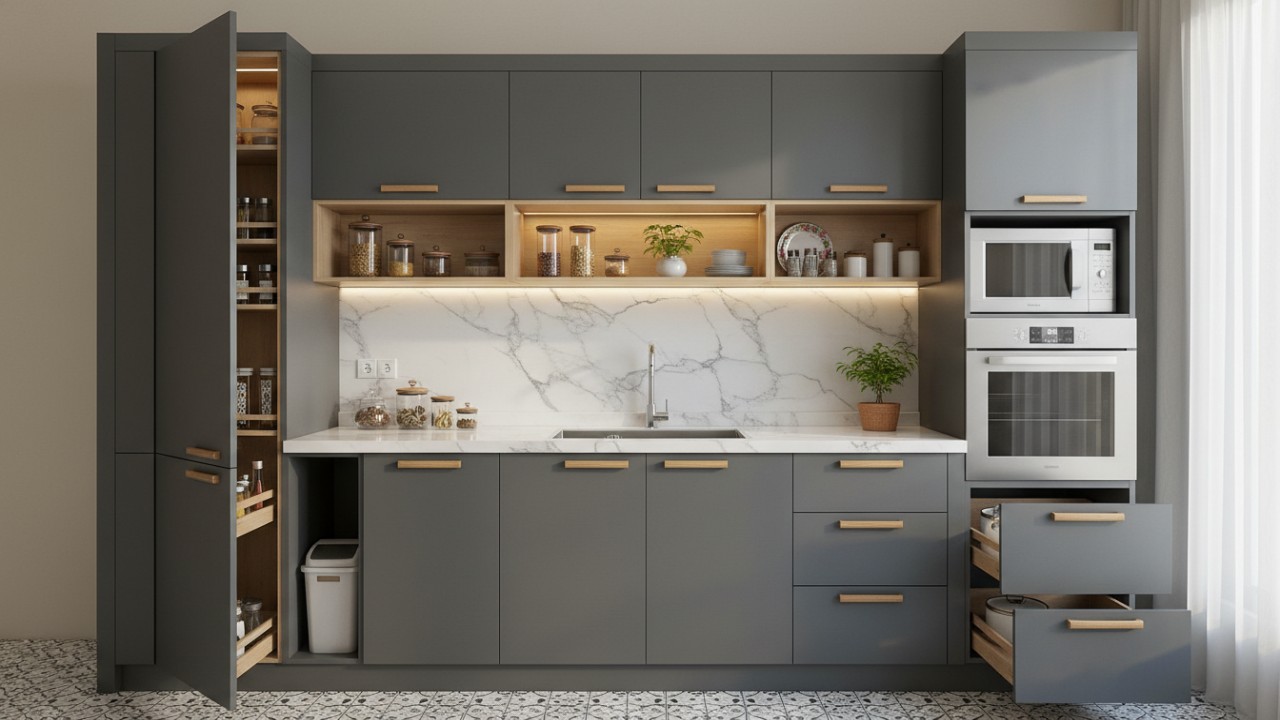 Lemari dapur aluminium multifungsi