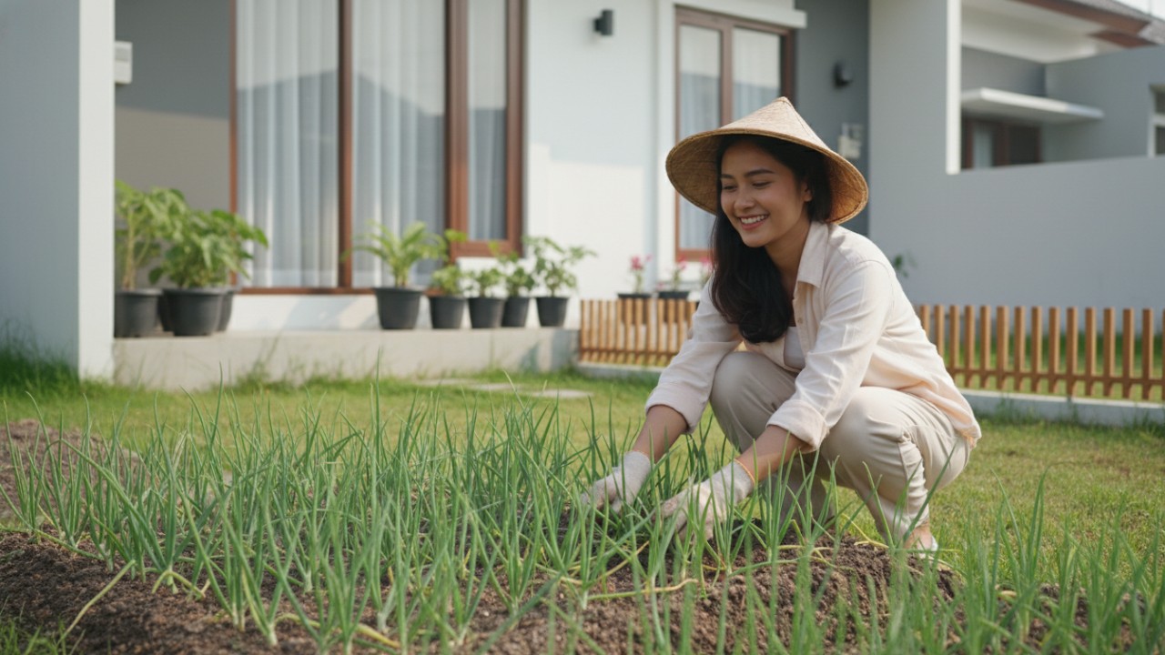 Berkebun bawang di halaman rumah dengan lahan terbatas