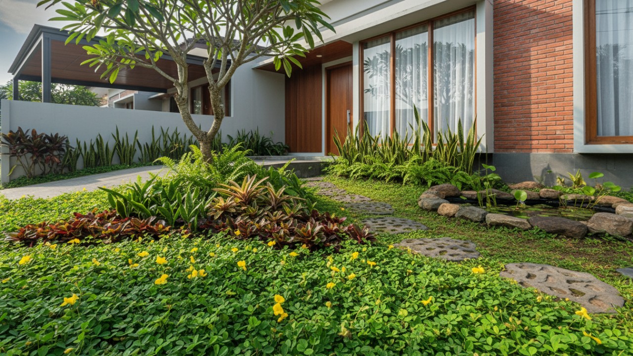 Tanaman penutup tanah pengganti rumput menghadirkan halaman rumah yang hijau, rapi, dan berkelanjutan.