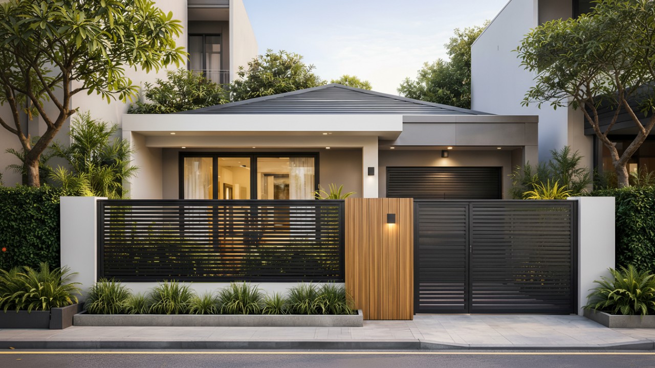 Tampilan pagar rumah minimalis modern sebagai identitas visual hunian urban.