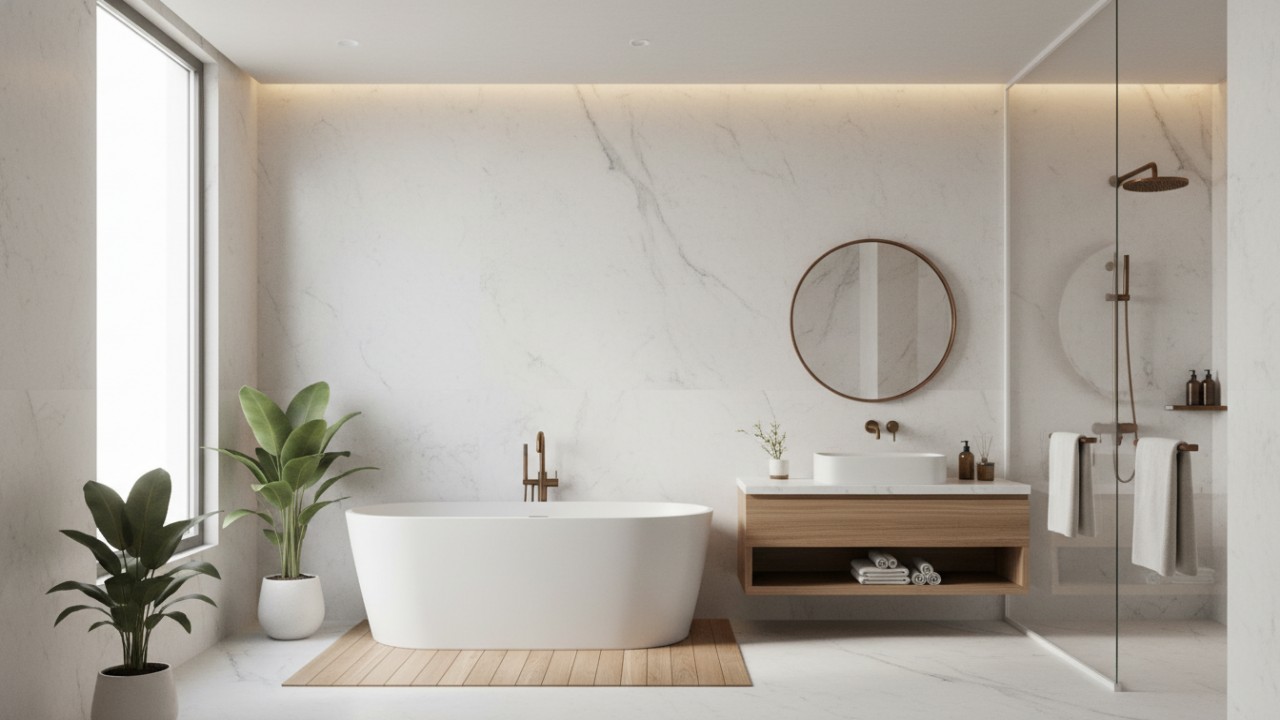 Wastafel dan kabinet berdesain rapi khas hotel bintang lima.