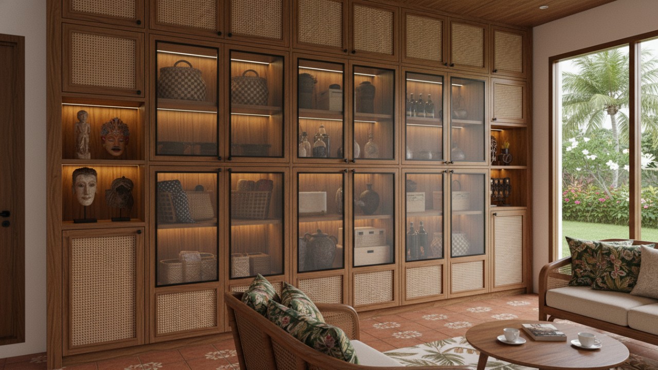 Konsep gudang built-in pada dinding hunian.