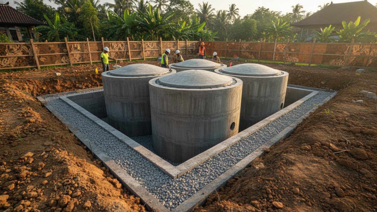 Struktur konstruksi septic tank kedap air dan stabil