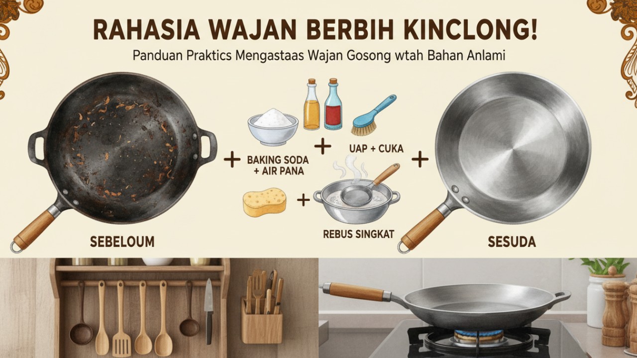 membersihkan wajan yang berkerak