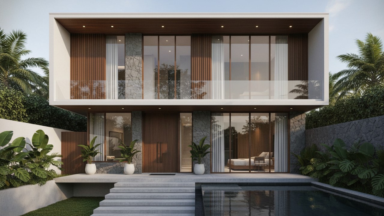 rumah minimalis dengan desain split level modern dan fungsional