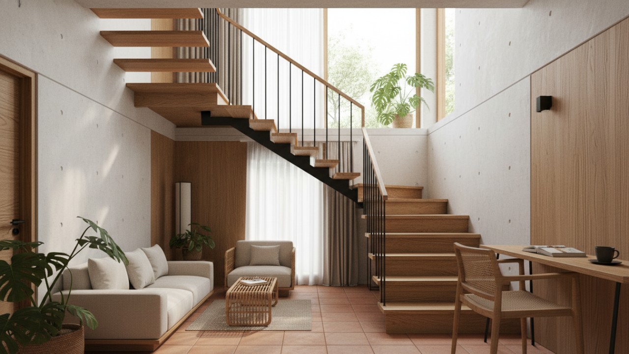peran material dan struktur dalam desain split level