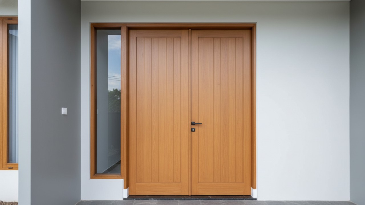 Tampilan pintu sebagai identitas visual rumah.
