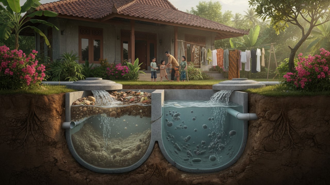Septic tank bekerja sebagai sistem biologis tertutup. Ketika beban air harian terlalu tinggi, proses penguraian tidak mendapat waktu cukup.