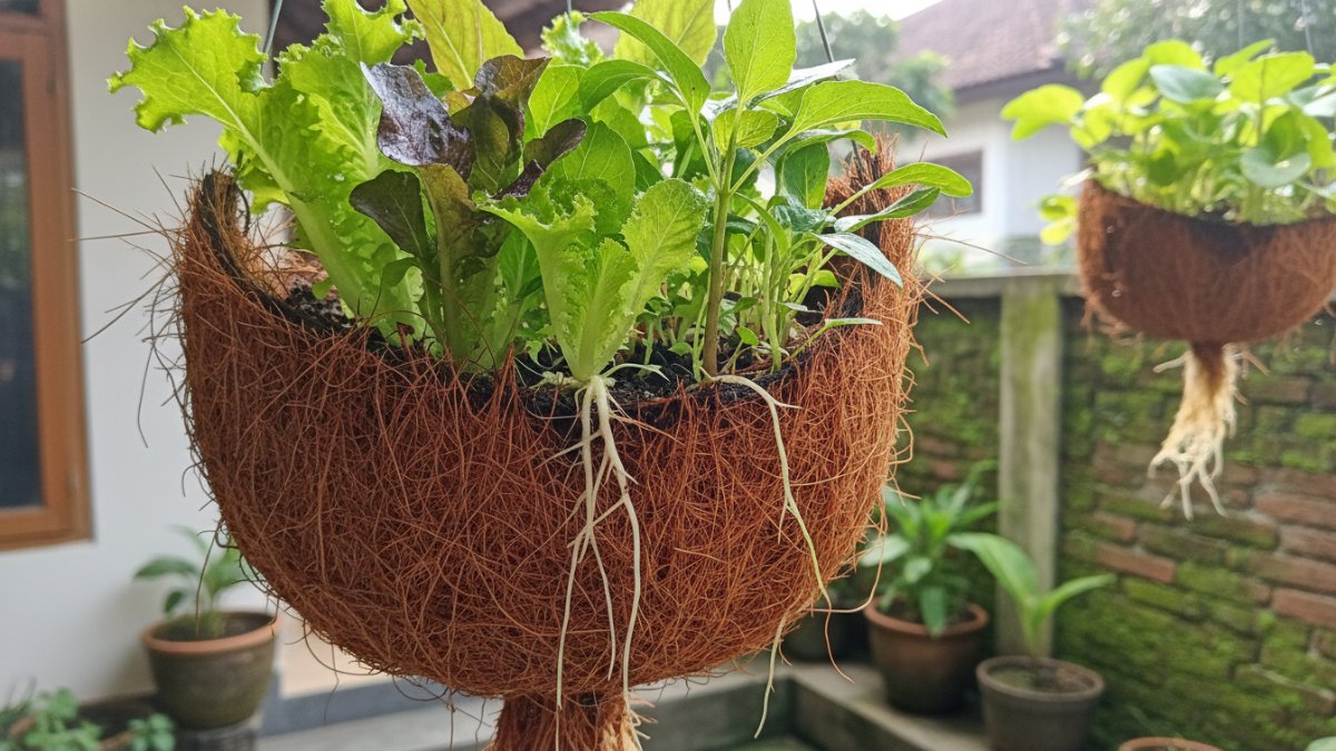 Tekstur serat sabut kelapa yang mendukung aerasi dan kelembapan.