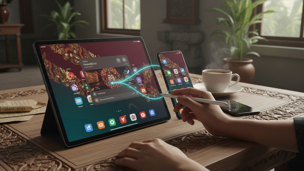Antarmuka HyperOS 3.0 pada Xiaomi Pad 7 mendukung kerja lintas perangkat.