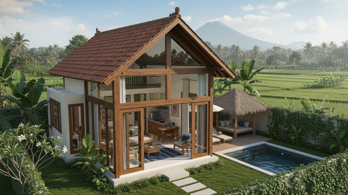 Hunian rumah kecil modern dengan tata ruang efisien dan pencahayaan alami.