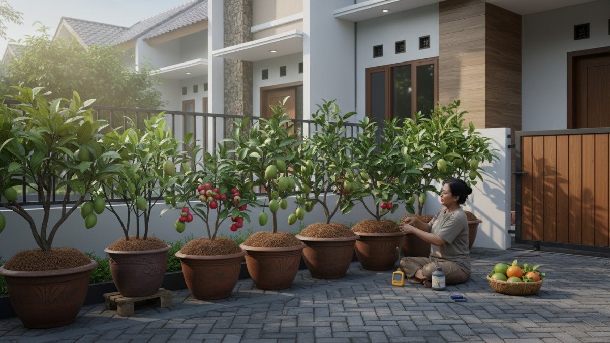 tanaman mangga yang di rawat didepan rumah