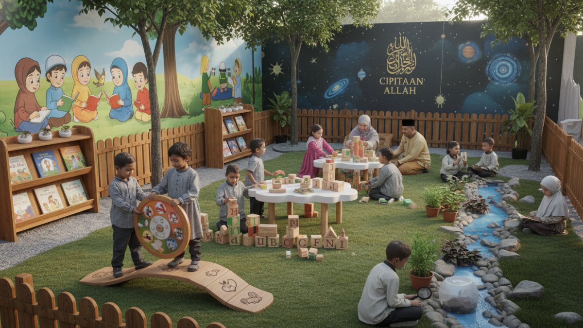 taman  bermain anak anak yang sedang belajar agama
