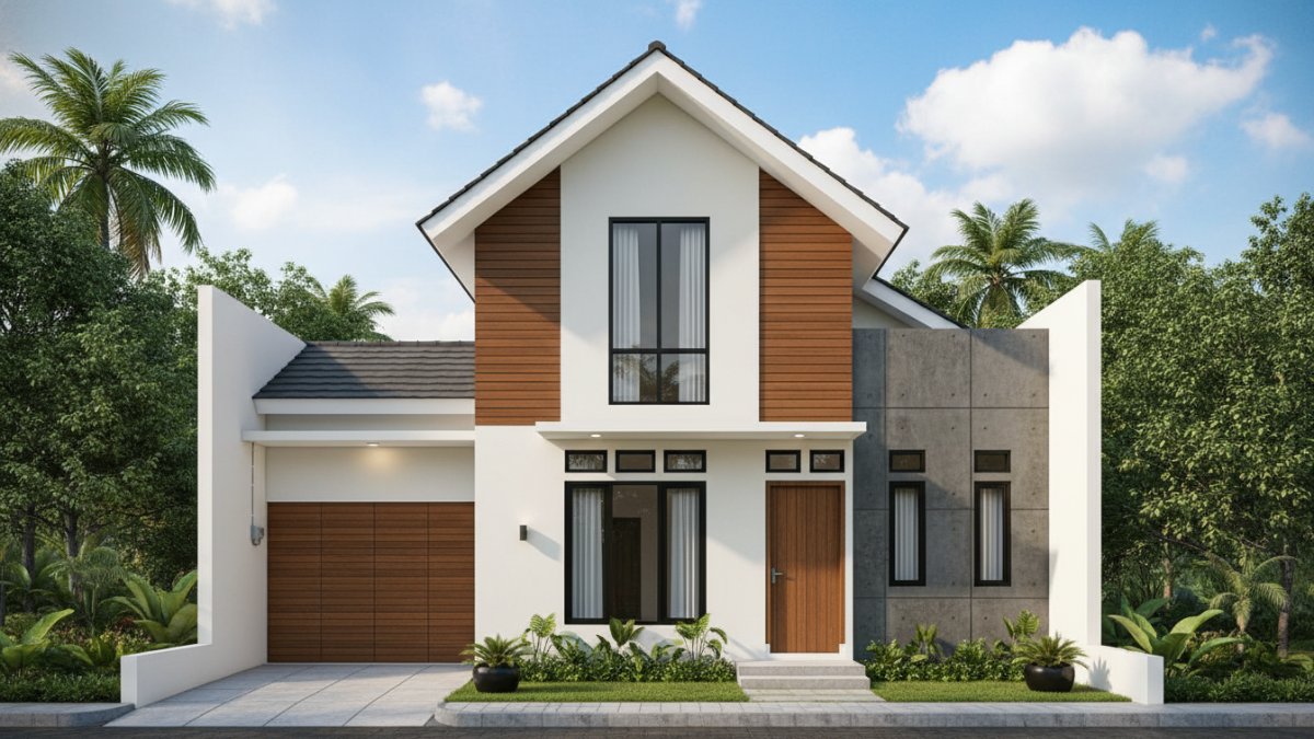 desain atap dan fasad memengaruhi karakter rumah sederhana